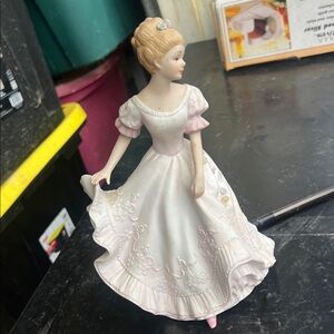 Vintage Elegant White and Pink Porcelain Figurine